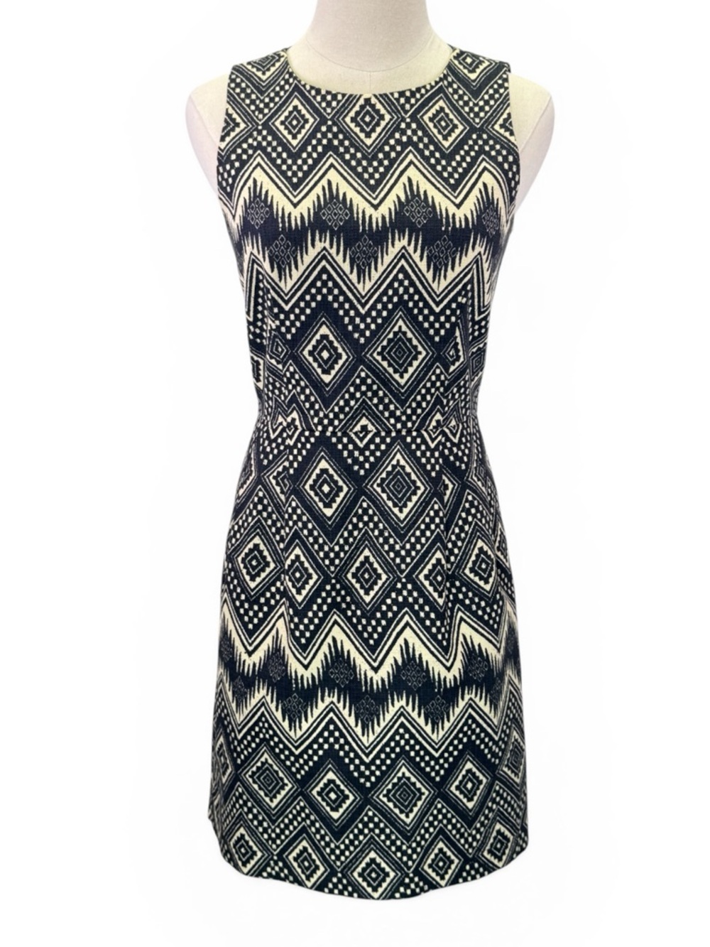 J. CREW Women's Sheath Aztec Ikat Tribal Print Pocket Stretch Dress Size 2